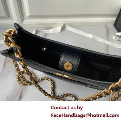 Chanel Calfskin  &  Gold-Tone Metal Hobo Handbag AS4532 Black 2025